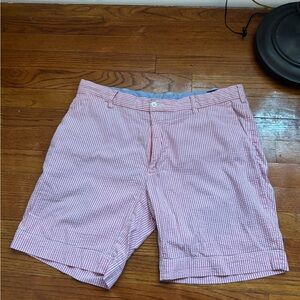 Polo Ralph Lauren Pink Seersucker Shorts Size 33 Stretch Straight Fit Striped